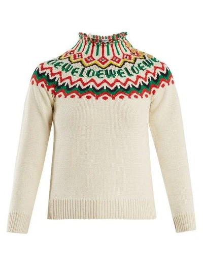 Loewe Logo-intarsia Knitted Sweater In White