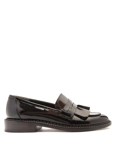 Robert Clergerie Joux Ruffle Patent-leather Loafers In Black Pat | ModeSens