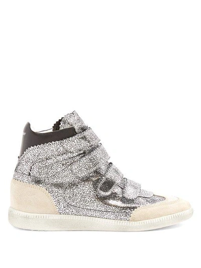Isabel Marant Crackled Multi-strap Sneakers, Gunmetal In Silver | ModeSens
