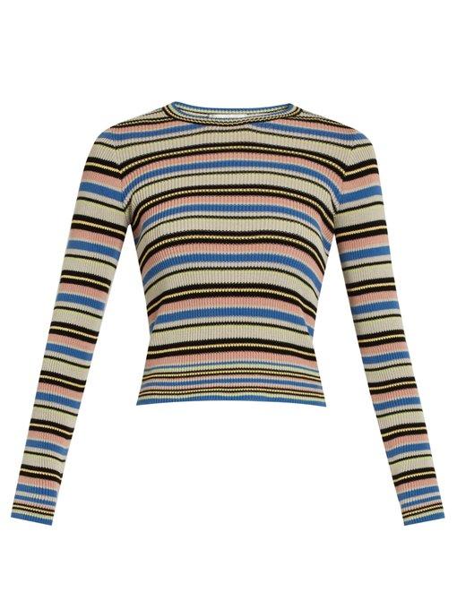 Valentino Multi-striped Cotton Sweater In Black Multi | ModeSens