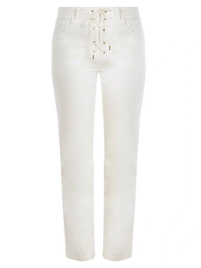 Chloé Lace-up High-rise Slim-leg Jeans In White | ModeSens