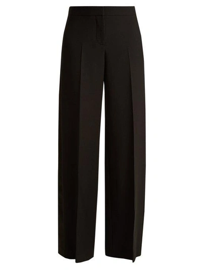 Shop Alexander Mcqueen Satin-panel Wide-leg Tuxedo Trousers In Black