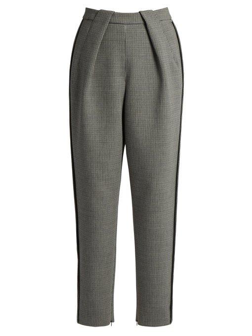 Balenciaga High-waisted Tapered-leg Hound's-tooth Trousers In Grey ...