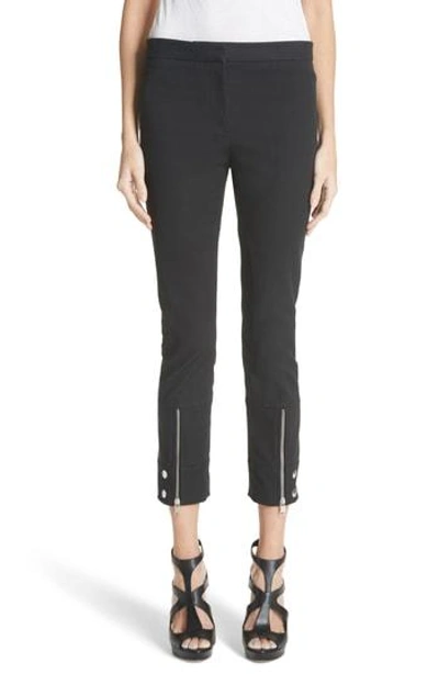 Shop Alexander Mcqueen Zip Hem Moto Pants In Black