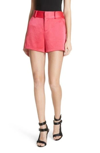 Shop Alice And Olivia Satin Shorts In Watermelon