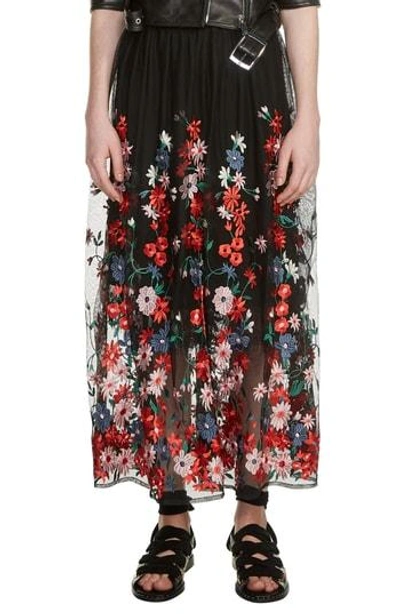 Shop Maje Jamie Embroidered Maxi Skirt In Black