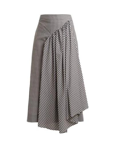 Simone Rocha Asymmetric Gathered Gingham Cotton-poplin Midi Skirt In ...