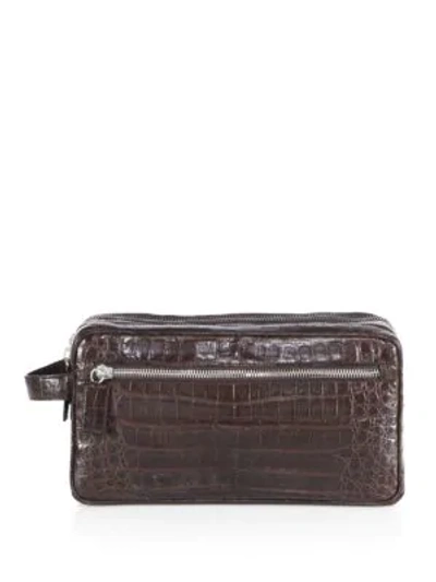 Shop Santiago Gonzalez Crocodile Toiletry Case In Brown