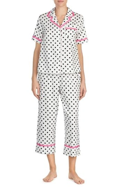 Shop Kate Spade Cropped Sateen Pajamas In Framed Dot