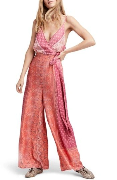 Shop Free People Cabbage Rose Jumpsuit In Pink Combo