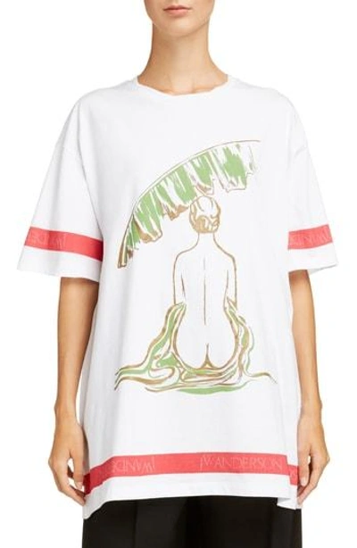 Shop Jw Anderson Palm Lady Oversized Tee In White