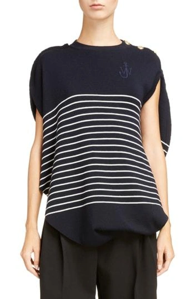 Shop Jw Anderson Circular Mariniere Knit Top In Navy