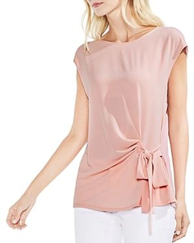 Shop Vince Camuto Tie Waist Mixed Media Top In Wild Rose