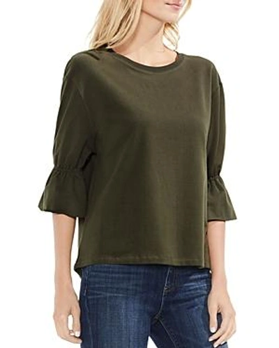 Shop Vince Camuto Elbow Sleeve Terry Top In Legion Green