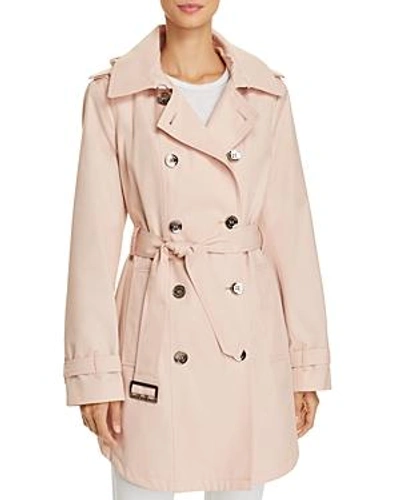 Shop Calvin Klein Hooded Trench Coat In Blush