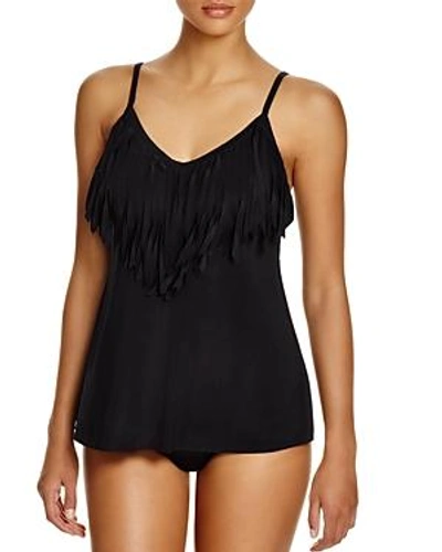 Shop Magicsuit Jaclyn Fringe Tankini Top In Black