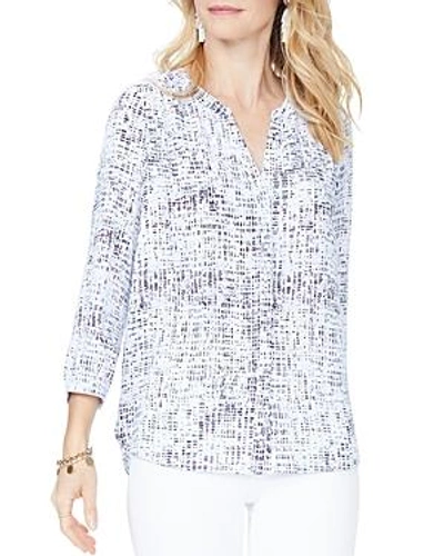 Shop Nydj Pleat-back Printed Blouse In Into The Mystic Tranquility