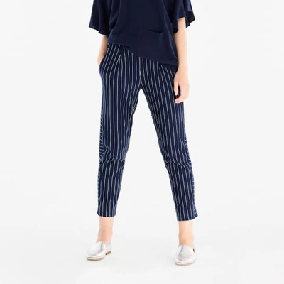 Shop Paisie Striped Jersey Trousers With Side Panel Detail In Navy & White