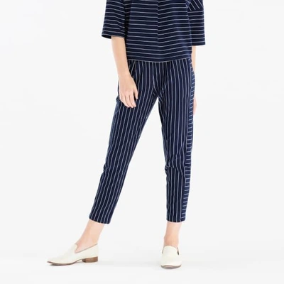 Shop Paisie Striped Jersey Trousers With Side Panel Detail In Navy & White
