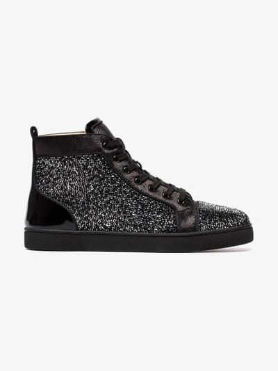 Shop Christian Louboutin Black Louis Strass Crystal Sneakers