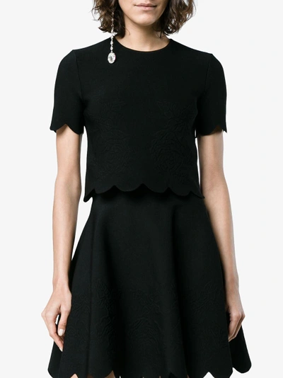 Shop Alexander Mcqueen Scalloped Hem Top In Black