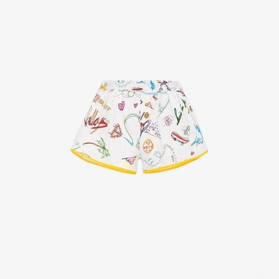 Shop Mira Mikati Cotton Shorts With Illustration In White