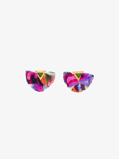 Shop Katerina Makriyianni Multicoloured Silk Butterfly Earrings