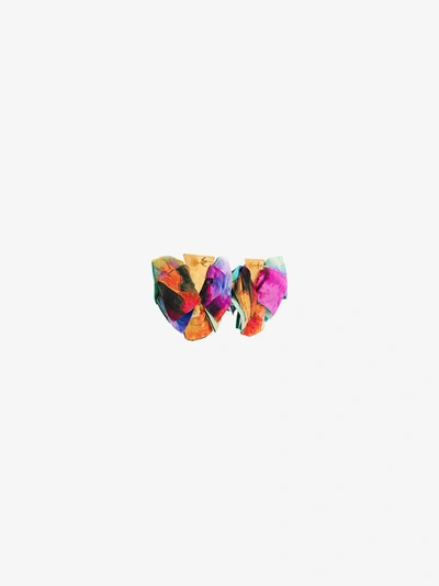 Shop Katerina Makriyianni Multicoloured Silk Butterfly Earrings