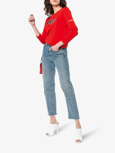 Shop Bella Freud Red Ciao Slogan Jumper