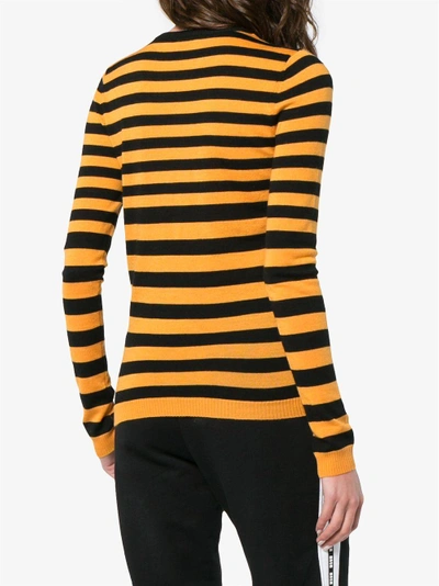 Shop Bella Freud Striped Wool Cashmere-blend Sweater In Black