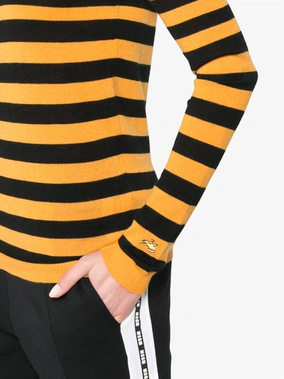 Shop Bella Freud Striped Wool Cashmere-blend Sweater In Black