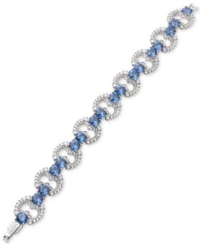 Shop Marchesa Silver-tone Cubic Zirconia Link Bracelet, Created For Macy's In Saphire