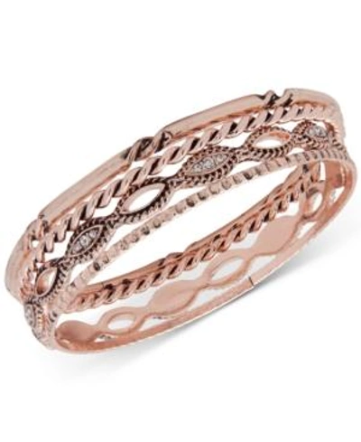 Shop Anne Klein Rose Gold-tone 4-pc. Set Crystal Bangle Bracelets, Created For Macy's