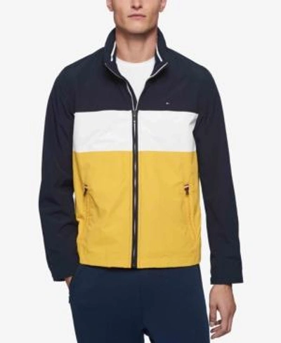 Shop Tommy Hilfiger Men's Lightweight Taslan Jacket In Navy/white/yellow