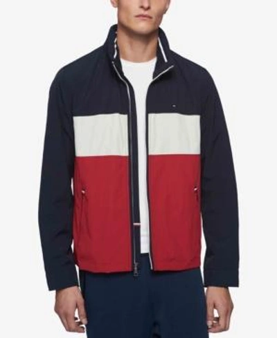 Shop Tommy Hilfiger Men's Lightweight Taslan Jacket In Navy/white/red