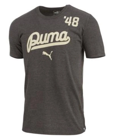 Shop Puma Men's Script Logo T-shirt In Grey