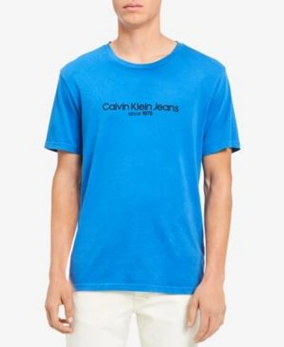 Shop Calvin Klein Jeans Est.1978 Men's Old School Logo-print T-shirt In Strong Blue