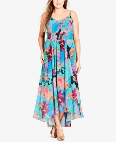 Shop City Chic Trendy Plus Size Smocked Maxi Dress In Looking Glam
