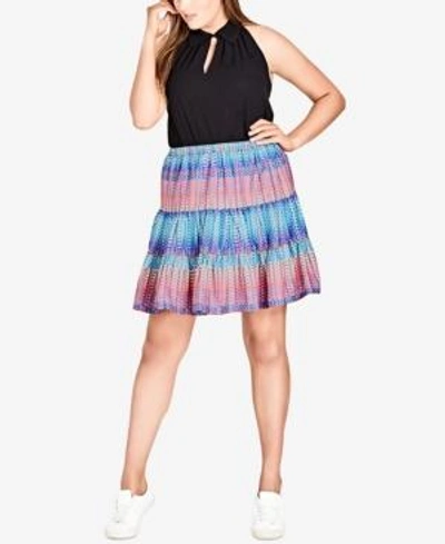 Shop City Chic Trendy Plus Size Tiered A-line Skirt In Kaleidoscope