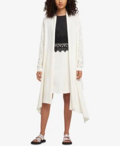 Shop Dkny Long Waterfall Cardigan, Created For Macy's In Ivory