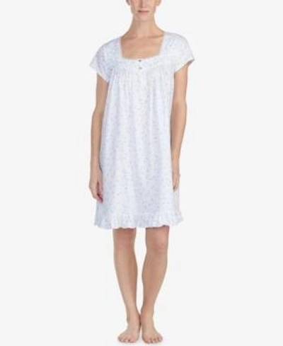 Shop Eileen West Lace-trim Cotton Knit Nightgown In Aqua Pink