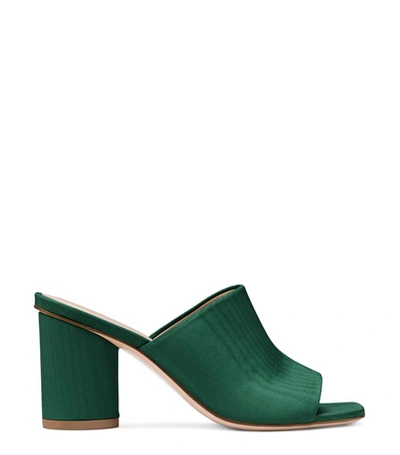 Shop Stuart Weitzman The Slideon Sandal In Evergreen Woven Fabric