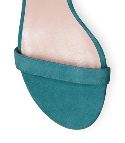 Shop Stuart Weitzman The Simple Sandal In Cyan Teal Suede