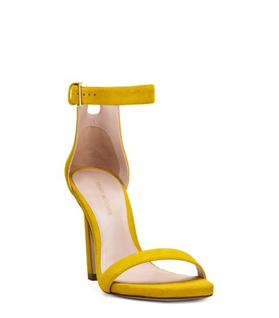 Shop Stuart Weitzman The 100squarenudist In Dandelion Yellow Suede