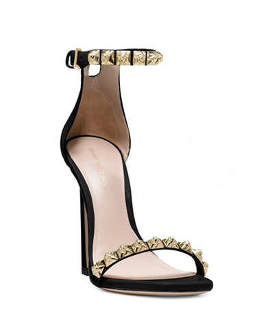 Shop Stuart Weitzman The Rosist Sandal In Black High-shine Leather