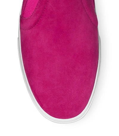 Shop Stuart Weitzman The Harlow Sneaker In Raspberry Pink Suede