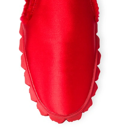 Shop Stuart Weitzman The Fringiebelle In Lipstick Red Silk Satin