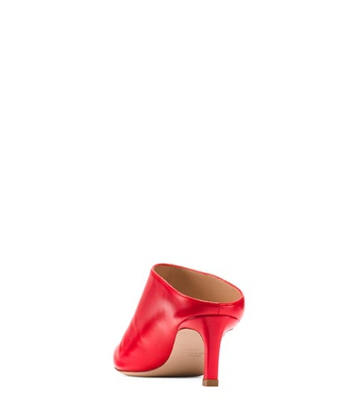 Shop Stuart Weitzman The Mira Mule In Pimento Red Medium-shine Leather