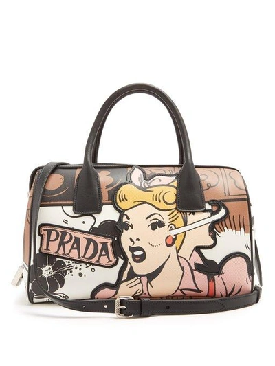 Prada Comic-print Leather Bag In Pink Multi | ModeSens