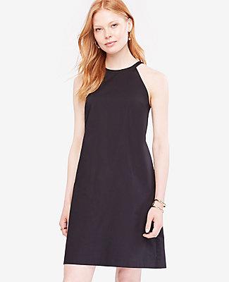 black halter shift dress